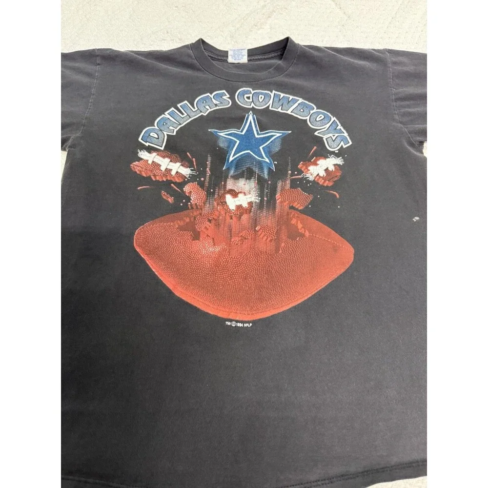 Vtg 1994 Starter Black DALLAS COWBOYS T Shirt Size Large Stained READ
